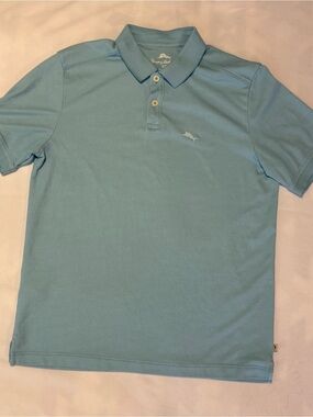 Tommy Bahama Polo Shirt Mens Small Blue Marlin Logo Short Sleeve Golf Casual